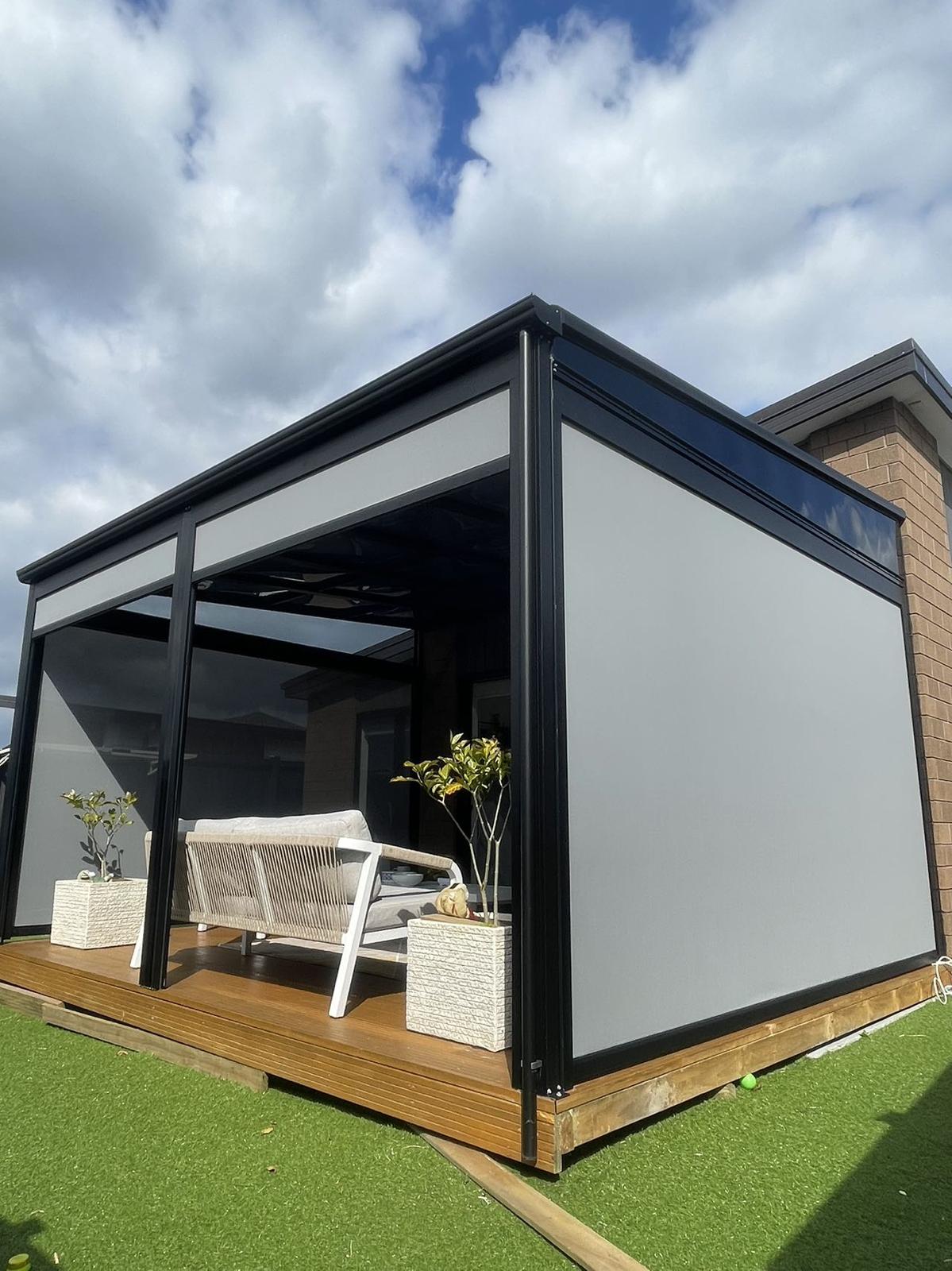 Outdoor blinds on an Auckland patio